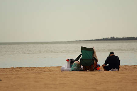 relaxing on the beachの写真素材