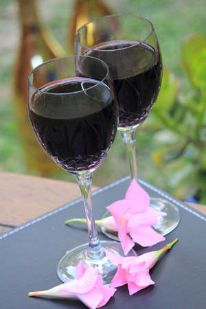 wine in the gardenの写真素材