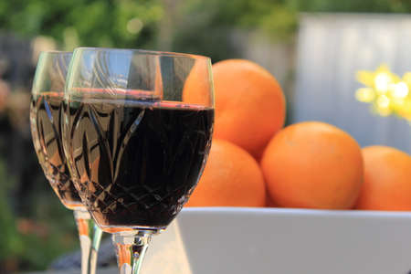 wine in the gardenの写真素材
