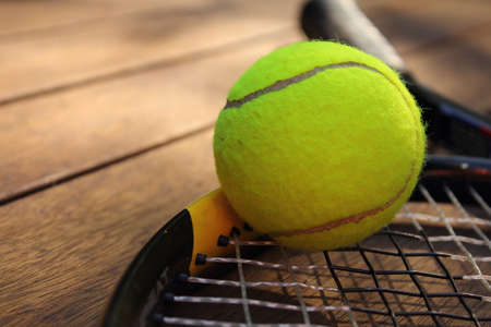 tennis balls and racketの写真素材