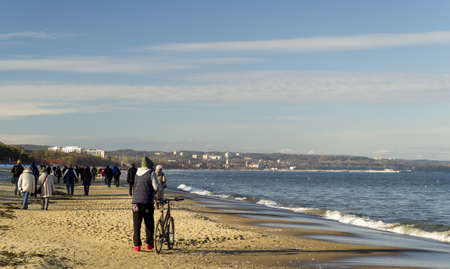 Morning walk on the beach, Gdansk, Polandのeditorial素材