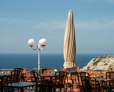 Nice sea view during lunchの写真素材