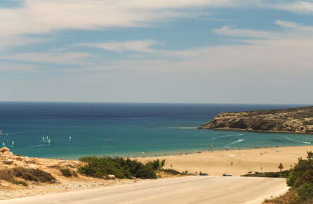 Beach on Prasonisi, Rhodes, Greeceの写真素材