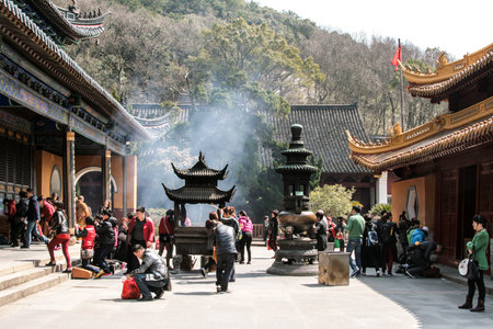 Zhoushan, China - May. 25, 2016: buddha temple during the ordinary day