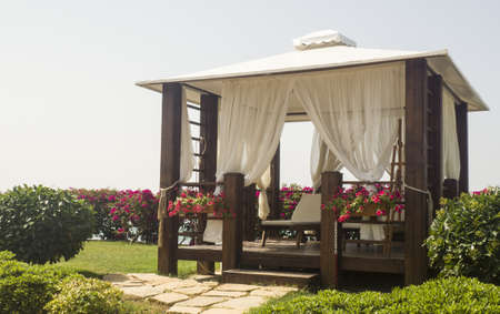 Balinese bed in luxury hotel in Turkeyの写真素材