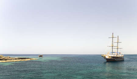 Boat cruise on Meditarean sea in Turkeyの写真素材