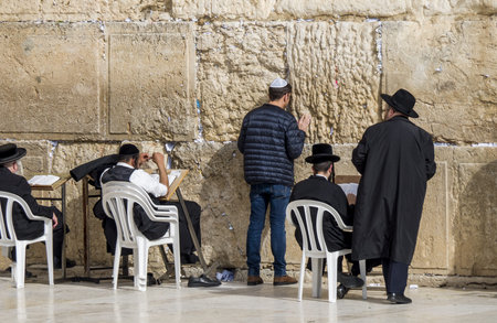 Jerusalem, Israel - 12/20/2019: Wailing Wall - the saint place for Jews, you can put your pray there