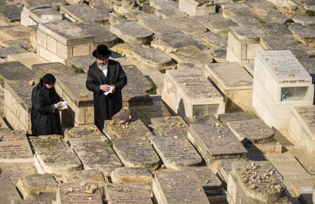 Jerusalem, Israel - 12/20/2019: Jewish cemetery near the old city of Jerusalemのeditorial素材