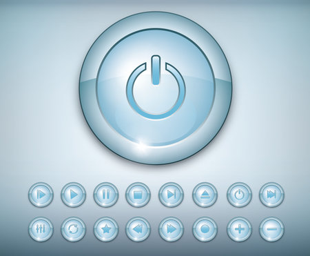 collection of shiny music and video player buttonsのイラスト素材