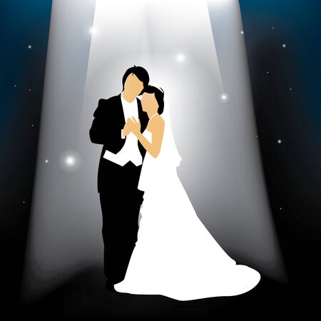 A married couple in front of a starry backgroundのイラスト素材