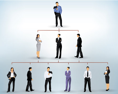 business people silhouettes in a pyramidal structureのイラスト素材