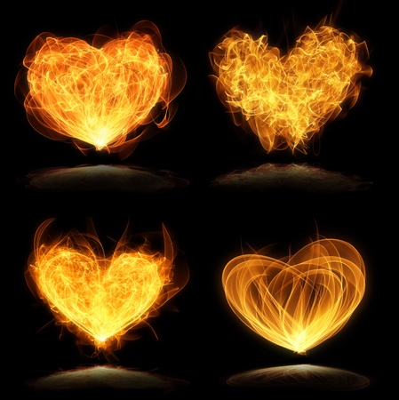 collection of glowing valentine heartsの写真素材