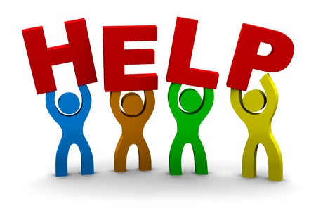 people with letters waiting for helpの写真素材