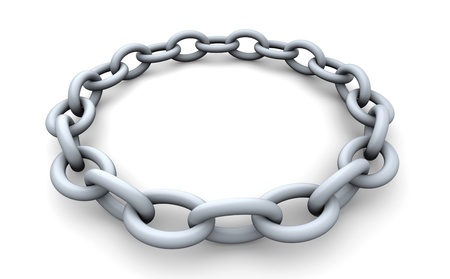 3d illustration of chains isolated on white backgroundの写真素材