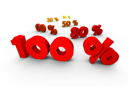 percentage tags in 3d isolated on white background