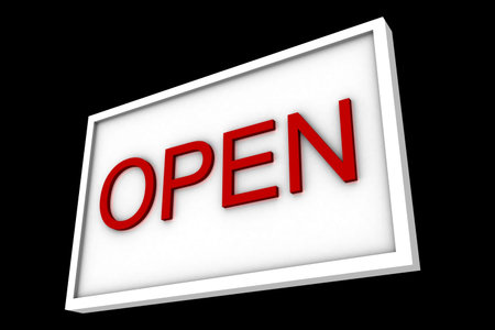 3d blank sign saying open