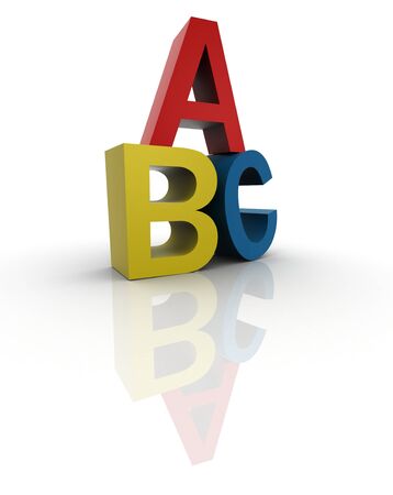 3d illustration of the first three letters of the alphabetの写真素材