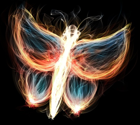illustration of an abstract glowing butterflyの写真素材