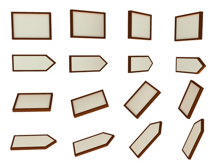 3d blank signs isolated on white backgroundの写真素材