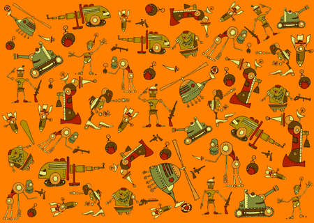 war texture with cartoon elementsの写真素材