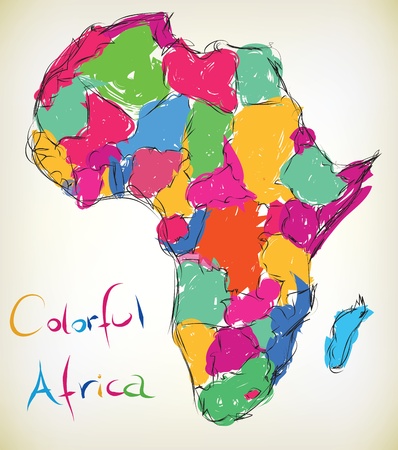 Hand-drawn illustration of the map of Africa Hand-drawn illustration of the map of Africa