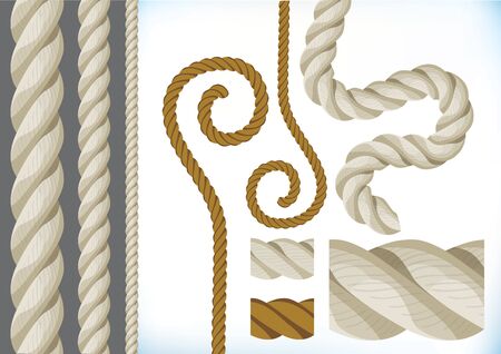 Collection of rope patterns in different colorsのイラスト素材