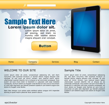 vector website design template with mobile deviceのイラスト素材