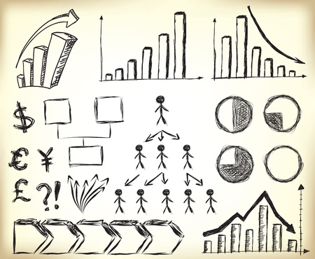 Scribbled Business Charts, diagrams and other elements for designsのイラスト素材