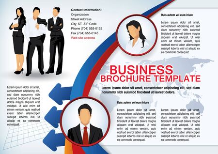 Business brochure template with avatars and abstract elementsのイラスト素材