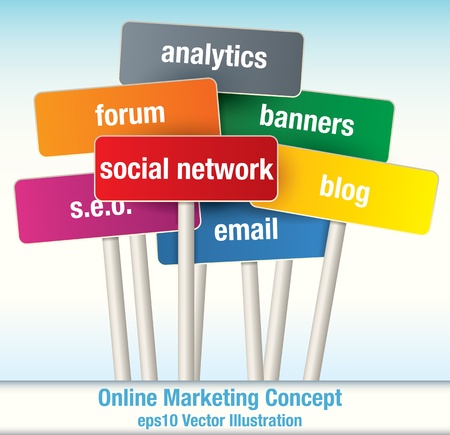Collection of Vector Signposts with the theme of Online Marketingのイラスト素材