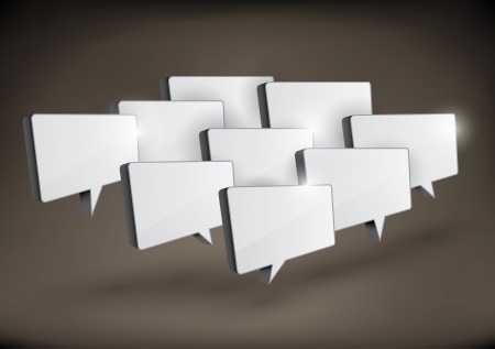 Various 3D rectangular speech bubbles arranged in a group のイラスト素材