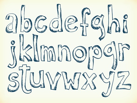 Sketchy pen drawn cartoon letters of the alphabetのイラスト素材