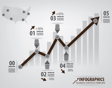 Business infochart template with an arrow and different steps  Arrow is left as outline so it is easier to edit のイラスト素材