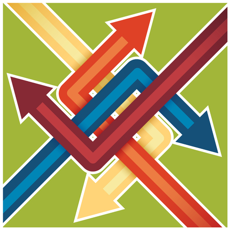 abstract presentation template with four intersecting directional arrowsのイラスト素材