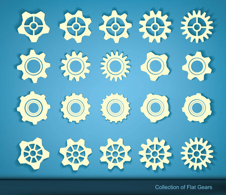 set of flat gears, cogs, wheel symbolsのイラスト素材