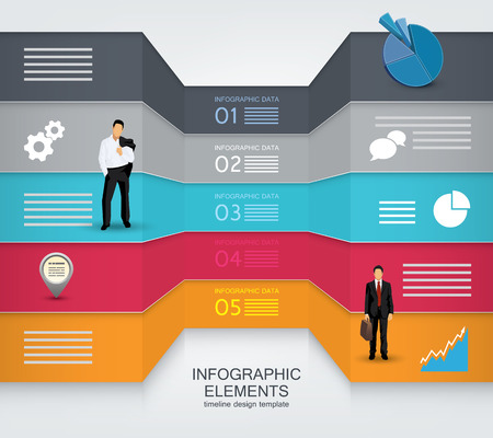 Two sided Infographic elements with business peopleのイラスト素材