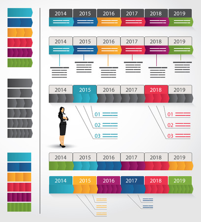 Collection of timeline templates with variable arrow setのイラスト素材