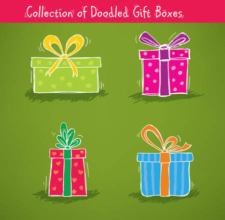 Collection of gift boxes for birthday, christmas and other celebrationsのイラスト素材