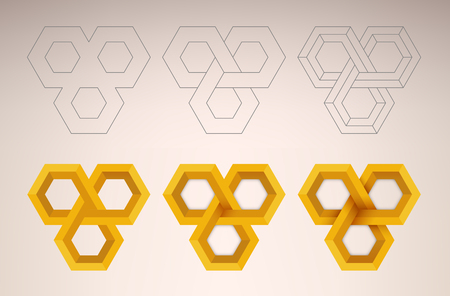 Abstract background illustration of a three dimensional endless structureのイラスト素材