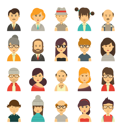 Cute avatars, character torsos of different type of peopleのイラスト素材