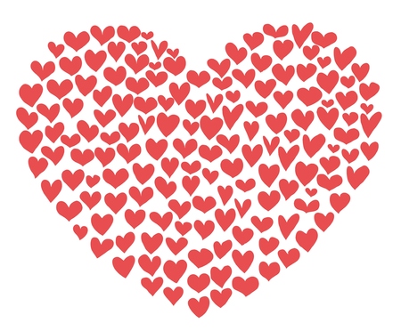 Big heart shape created from scribbled heartsのイラスト素材