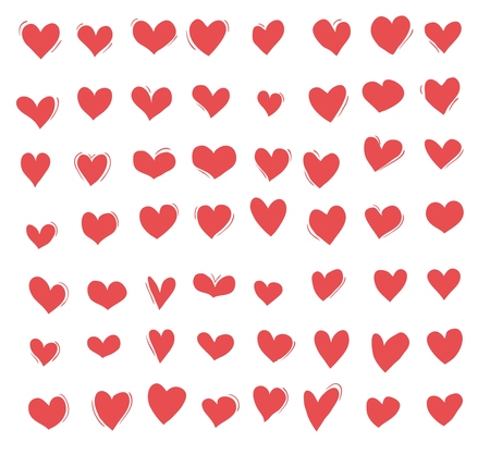 Collection of vector hand drawn heart silhouettesの写真素材