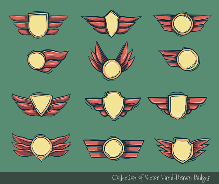 Set of champions award doodled badgesのイラスト素材