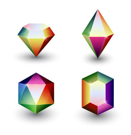 Set of four different gemstone crystal iconsのイラスト素材
