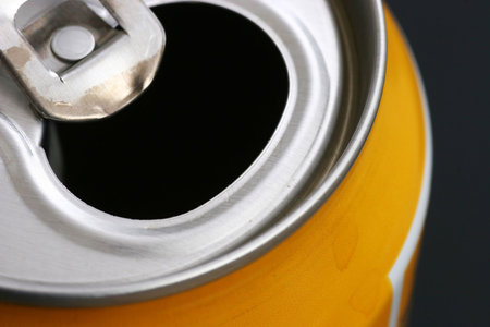 The aluminum can. A close-up, the top viewの写真素材