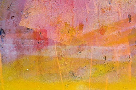 abstract yellow and red painted wall の写真素材