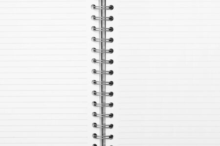 notebook with striped paper, binder and empty pageの写真素材