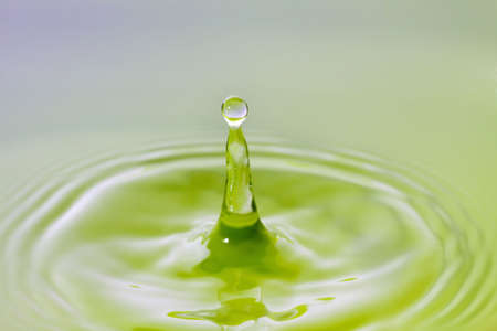 water drop, green backgroundの写真素材