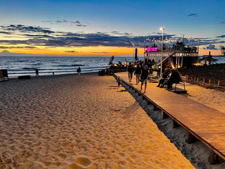 Palanga, Lithuania - 16 July, 2022. Colorful sunset on Baltic Sea in Palanga town Lithuania, Europeのeditorial素材
