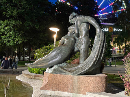 Palanga, Lithuania - 16 July, 2022. Monument dedicated to Jurate and Kastytis (sculptor N. Gaigalaite, 1959) in Palanga resort townのeditorial素材